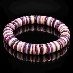 Bracciale WOW Darkest Wampum Shell Beads AAA - Mai tinto o colorato artificialmente - Produzione in piccoli lotti - Stile nativo americano - Heishi liscio