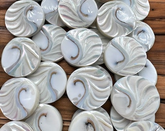 Harmony-Line Nautilus Shell Beads - 3D Tactile Grooves- Off-White (One of The Most Valuable Shells in The World) Coin 8-Inches (Half Strand)