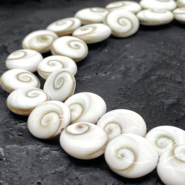Pearly-White Doublet Shiva Eye Shell Oval Beads (Double-Sided Represents Completeness & Balance- Yin Yang)