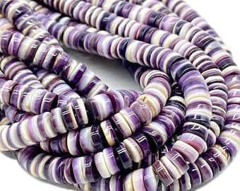 Dark-Purple Wampum Shell Beads From New England / Long Island (America's First Currency From Year 1637-1673) Smooth Heishi