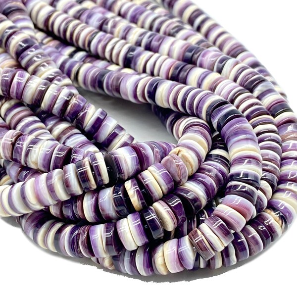 Dark-Purple Wampum Shell Beads From New England / Long Island (America's First Currency From Year 1637-1673) Smooth Heishi