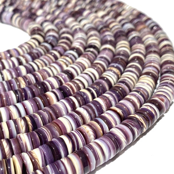 Lavender Wampum Shell Beads From New England Rhode Island