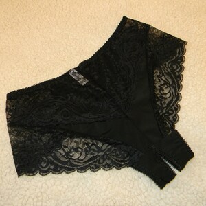 Handmade Black,crotchless Panties,lace,high Waist,wedding,crotchless ...