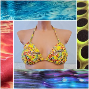 Colored swim top, Handmade swim top, elastic fabric, bikini top, swimwear, swimsuit, swimming wear