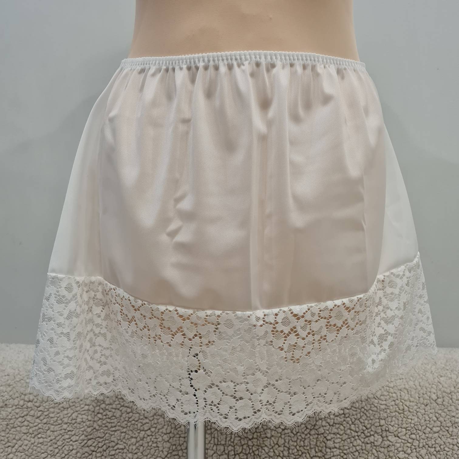 Half Slip Underskirt, White Mini Half Slip Skirt, White Mesh