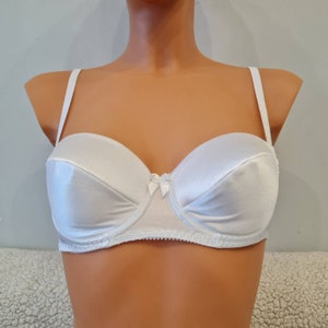 Padded bra, satin bra, satin top, lingerie top, white padded bra, white lace