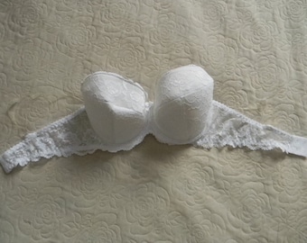 Handmade white,push up,lingerie,bra,plus size Bra Set,underwear set,ladies underwear, Honeymoon lingerie set, vintage lingerie