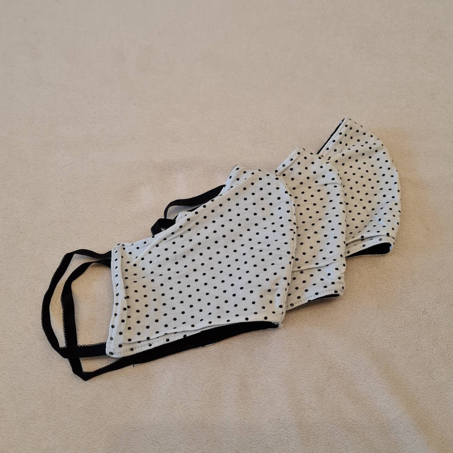 3 pcs, set 3 pcs, white face mask with black dots, 100% cotton, one size, different colors, custom request