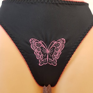 Bordado de borboleta, lingerie preta, calcinha borboleta, lingerie, lingerie de renda, customizada, vintage, plus size, roupa íntima, bordado, presente íntimo