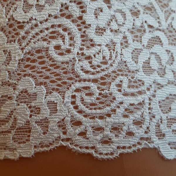 Elastic lace in white colour, elastic lingerie lace, wide lace, stretch Lace