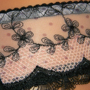 Plus size lingerie set handmade Bra and knickers/panties set in Black color with rose lace image 5