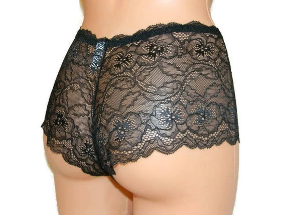 Handmade White,crotchless Panties,lace Thong,wedding,crotchless,shorts,lace  Panties,sexy Lingerie Woman,green Flowers Pattern,open Crotch