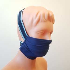 Blue cotton Blue wide elastic  Handmade face mask, cotton, one size, custom request