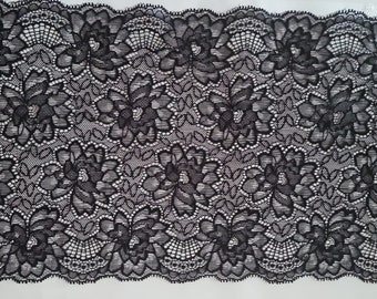 Elastic black color lace, elastic lingerie lace, wide lace, stretch Lace