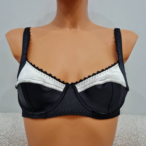 Handmade Lingerie,black and Cream Fabric, Bra With Underwires, Lingerie, underwear, Matching Panties,sexy Lingerie Set, Vintage Lingerie 