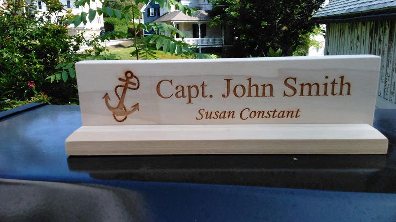 Personalized Desk Name Plate Containing Anchor Icon For Etsy