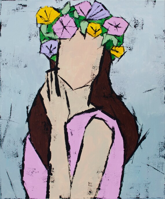 Original painting, Acrylic Oil girl portrait "Flora" 24H x 20W from Tanya Grabkova