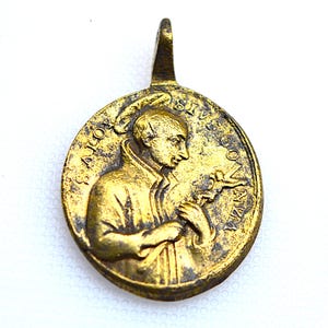 Antieke medaille Sint Franciscus Xavier en St. Aloysius Gonzaga, 18e-eeuwse religieuze jezuïet devotionele hanger