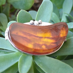 Baltic Amber Silver brooch, handcrafted, sterling 925, Natural gemstone, 8,4g