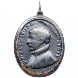 Antieke 18e-eeuwse bronzen medaille: St. Franciscus Xavier en Ignatius van Loyola