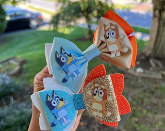Bluey and Bingo inspired hairbow disney bows