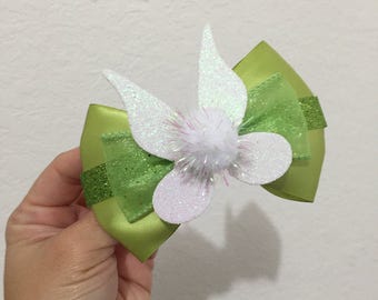 Tinkerbell inspired hairbow peterpan hairbows magical