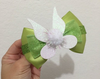 Tinkerbell inspired hairbow peterpan hairbows magical