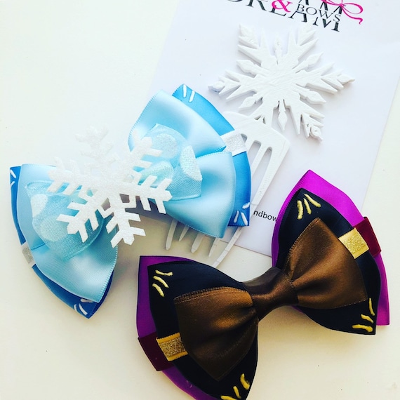 Disney Frozen Inspired Bow Handmade Disney Frozen Inspired girls hair bow | eBay main image 3