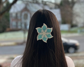 Frozen inspired hair clip flower disney elsa