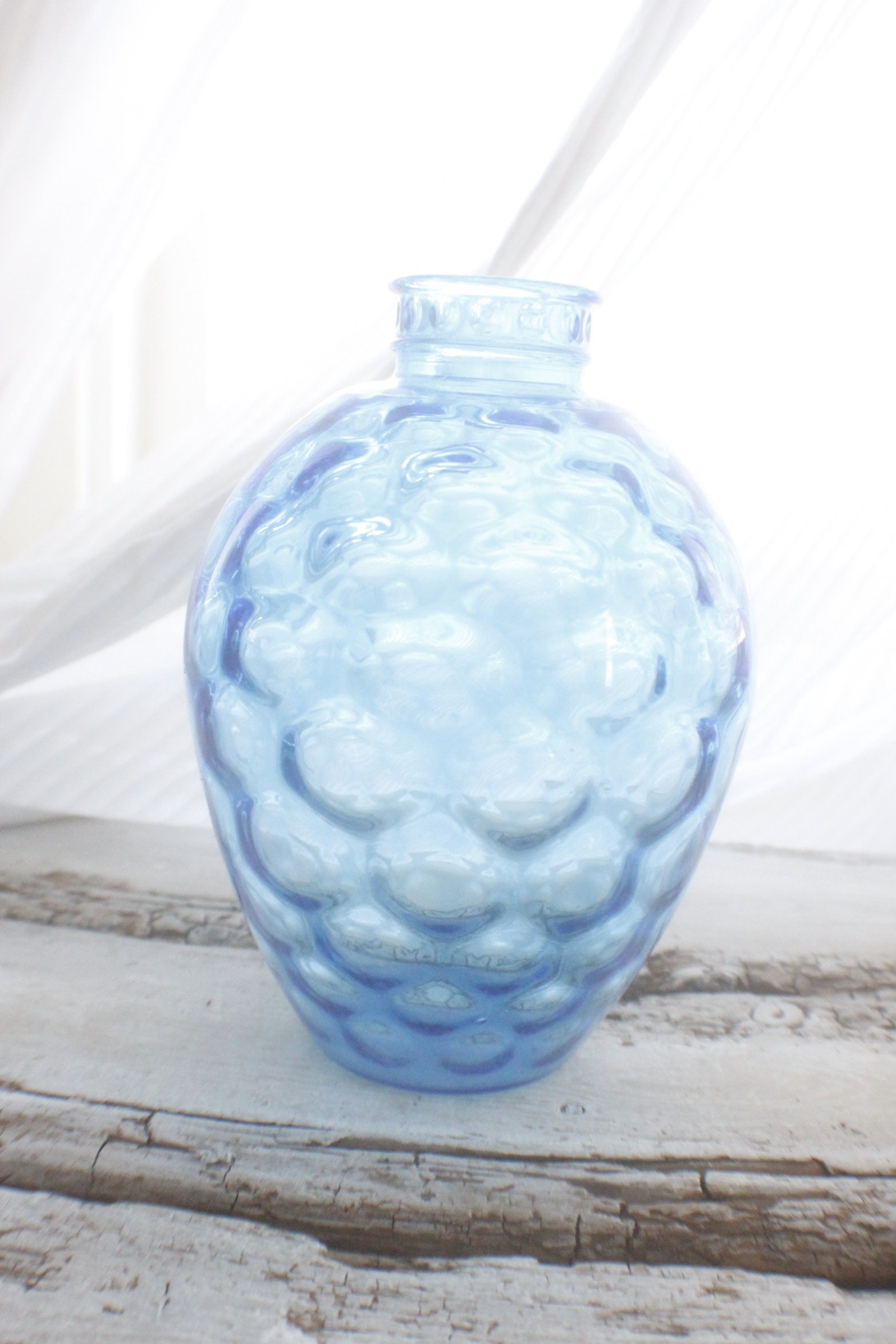 Vintage BLUE bubble glass vase blue glass vase unique glass Etsy