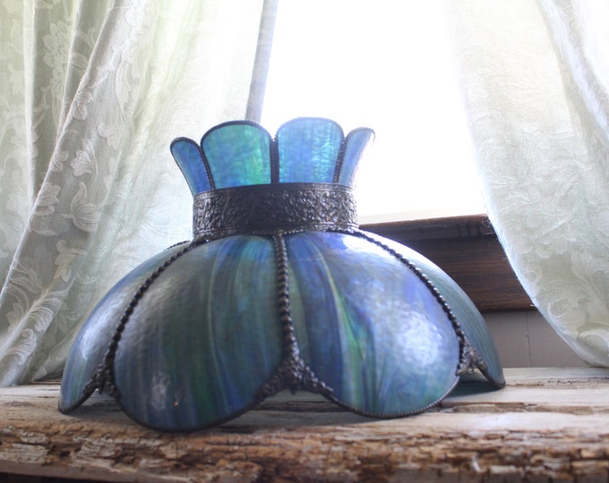 Vintage Stained Glass Swag Lamp Hanging Retro Light Cover Etsy