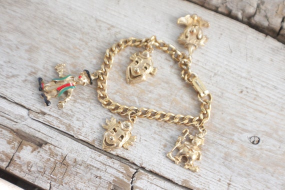 vintage clown charm bracelet , vintage clown brace