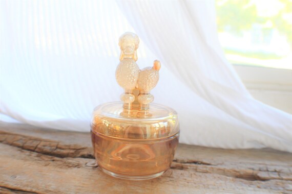 Vintage carnival glass poodle Dish, poodle Candy D