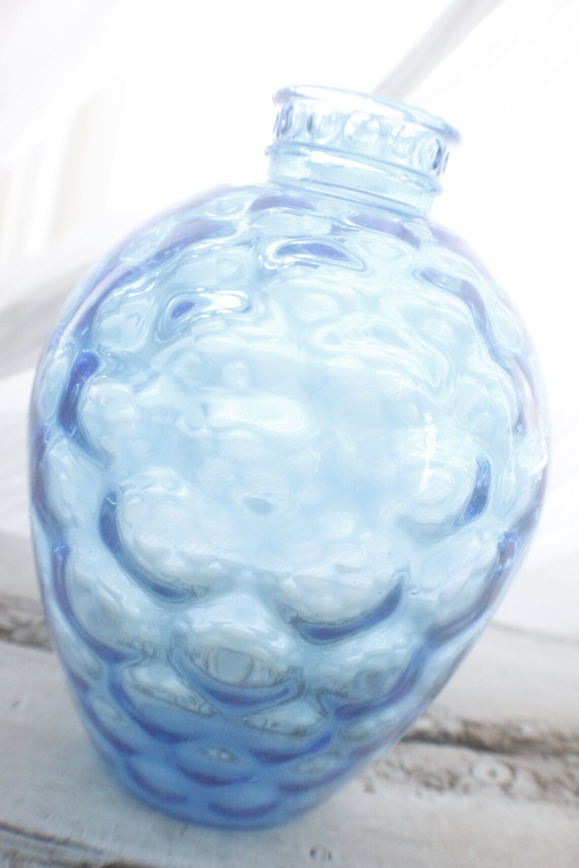 Vintage BLUE bubble glass vase blue glass vase unique glass Etsy