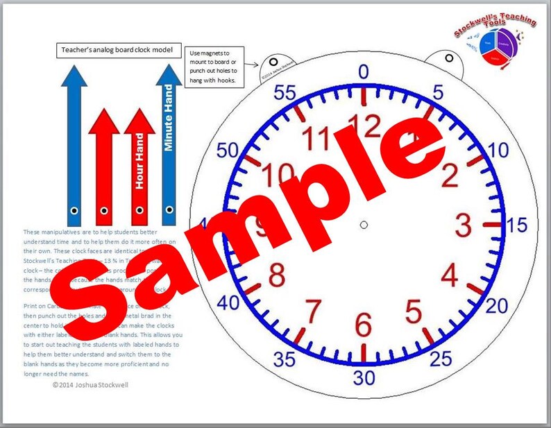 Clock paper manipulatives Time Worksheet Bundle part 1 Etsy