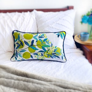 Cushion cover ONLY accent cushion green citrus boho country home decor bedroom living room lounge couch 50x30cm Kushn