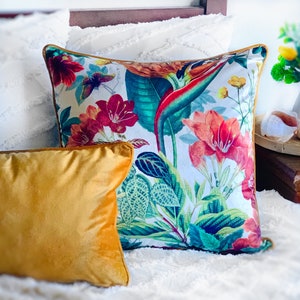 Cushion cover ONLY  tropical plants jungle boho country home decor 50x50cm 50x30cm accent cushion bird of paradise mustard Kushn