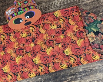 REVERSIBLE Halloween Autumn Leaves Fall Table Runner Centerpiece Table Topper Cotton Machine Wash