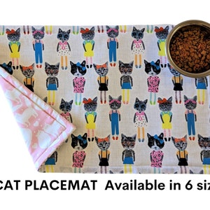 Cat Kitty Pet Placemat Feeding Mat Pet Bowl Feeding Station Girl Female 6 Sizes Absorbent Cotton Washable