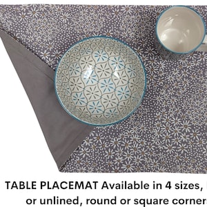 Placemats Table Kitchen Gray Daisies Reversible Choose Size Cotton Machine Wash Dry