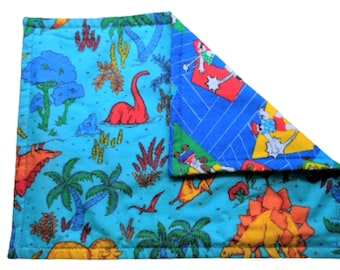 Dinosaur Placemat Boys Skateboarding REVERSIBLE Table Lunch Mat Cotton Washable Absorbent