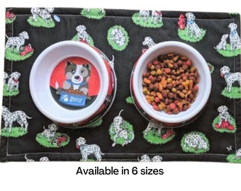 REVERSIBLE Dog Placemat Bowl Mat Pet Placemat Dalmation Pet Feeding Mat Dog Food Dish Mat Pet Food Mat