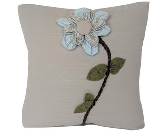 Throw Pillow Gray Blue Accent Decor Handmade Decorative Accent Sofa Couch Cushion