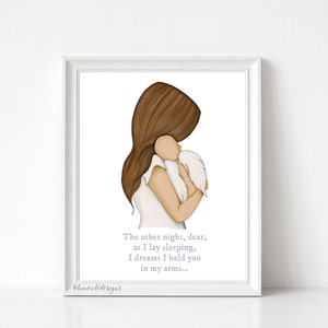 Miscarriage watercolor print. Child loss print. Mommy and me watercolor. Angel Baby watercolor print.