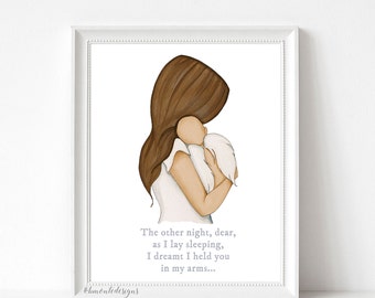 Miscarriage watercolor print. Child loss print. Mommy and me watercolor. Angel Baby watercolor print.