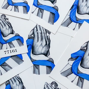 Thin Blue Line Art Print: Praying Hands, American Flag image 3