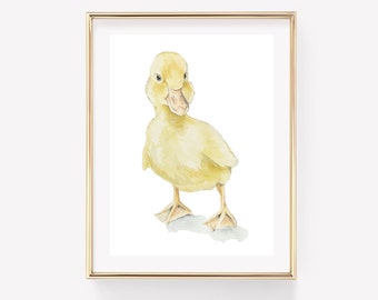 Duckling watercolor art. Farmhouse decor. Farmhouse wall art. Nursery Farm animals decor.