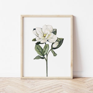Versandfertiger Magnolia Aquarell Druck. Magnolie Dekor. Magnolien Wandkunst.