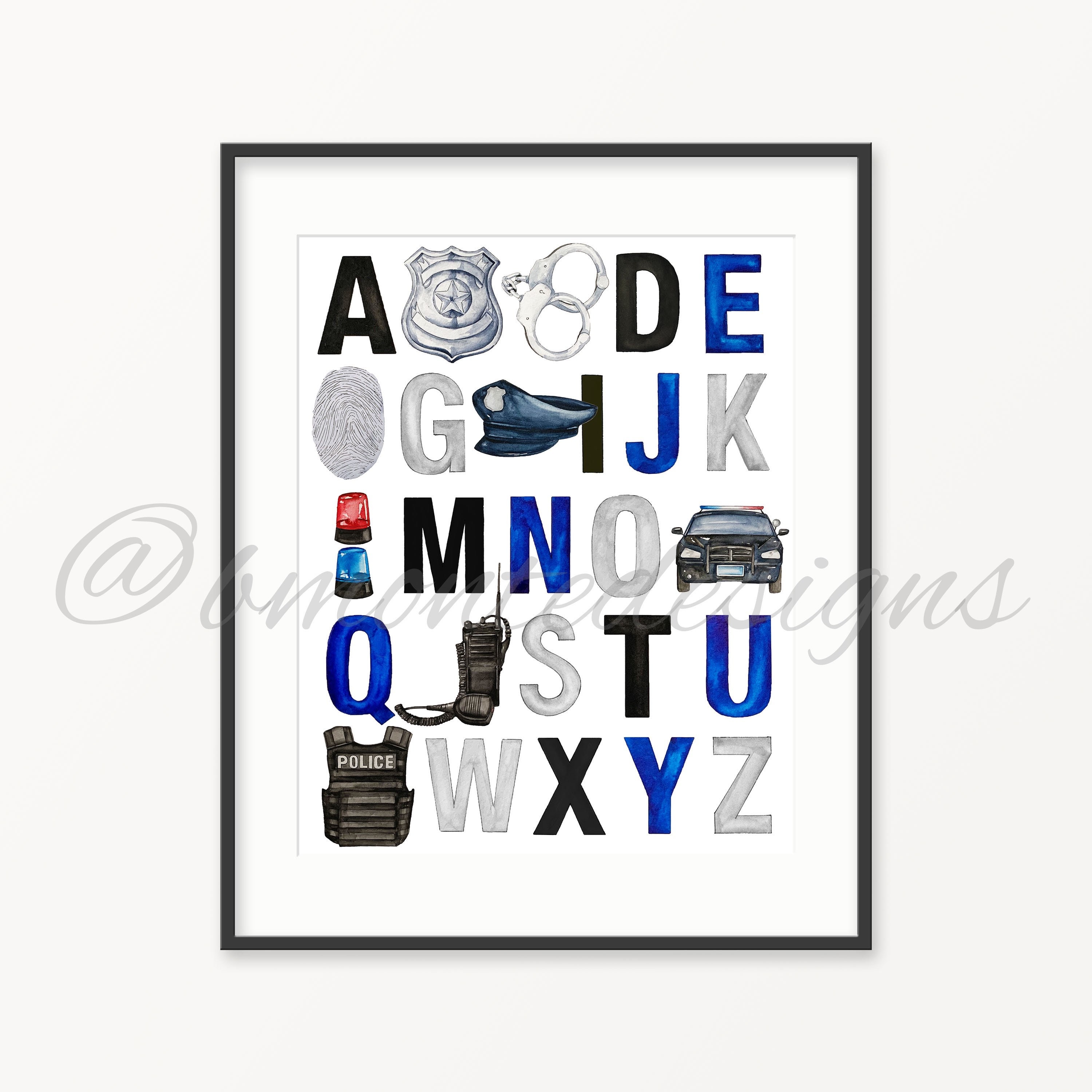 Police Abcs. Alphabet. Alphabet Nursery Decor. Nursery