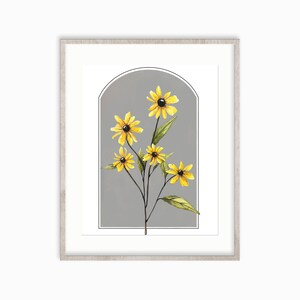 Black Eyed Susan Watercolor Print. Floral decor. Black Eyed Susan wall art.
